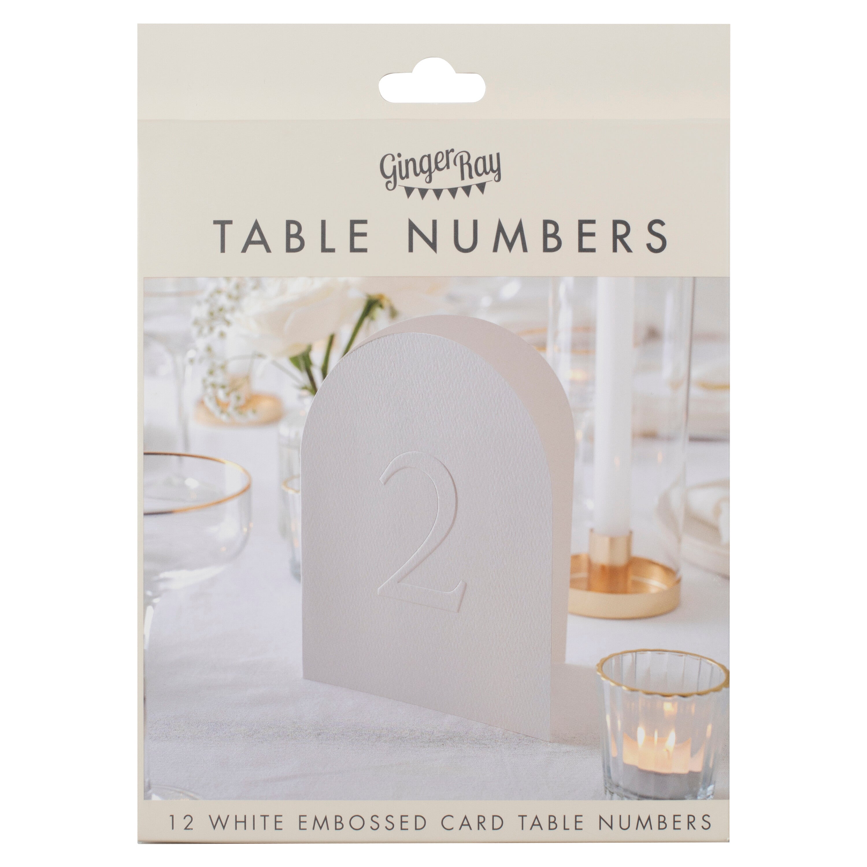 White Embossed Card Table Numbers- 5 Inner Pack