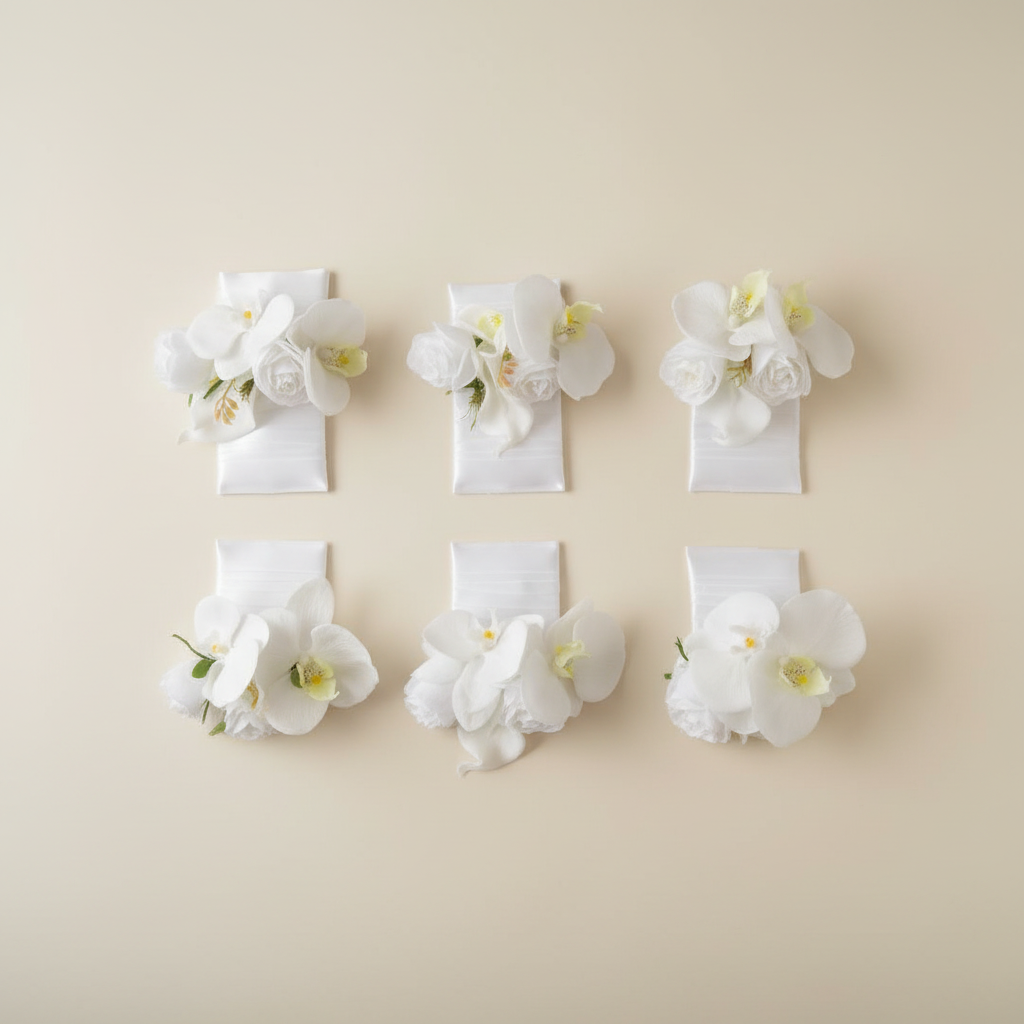 Orchid Pocket Squares – Ivory Background