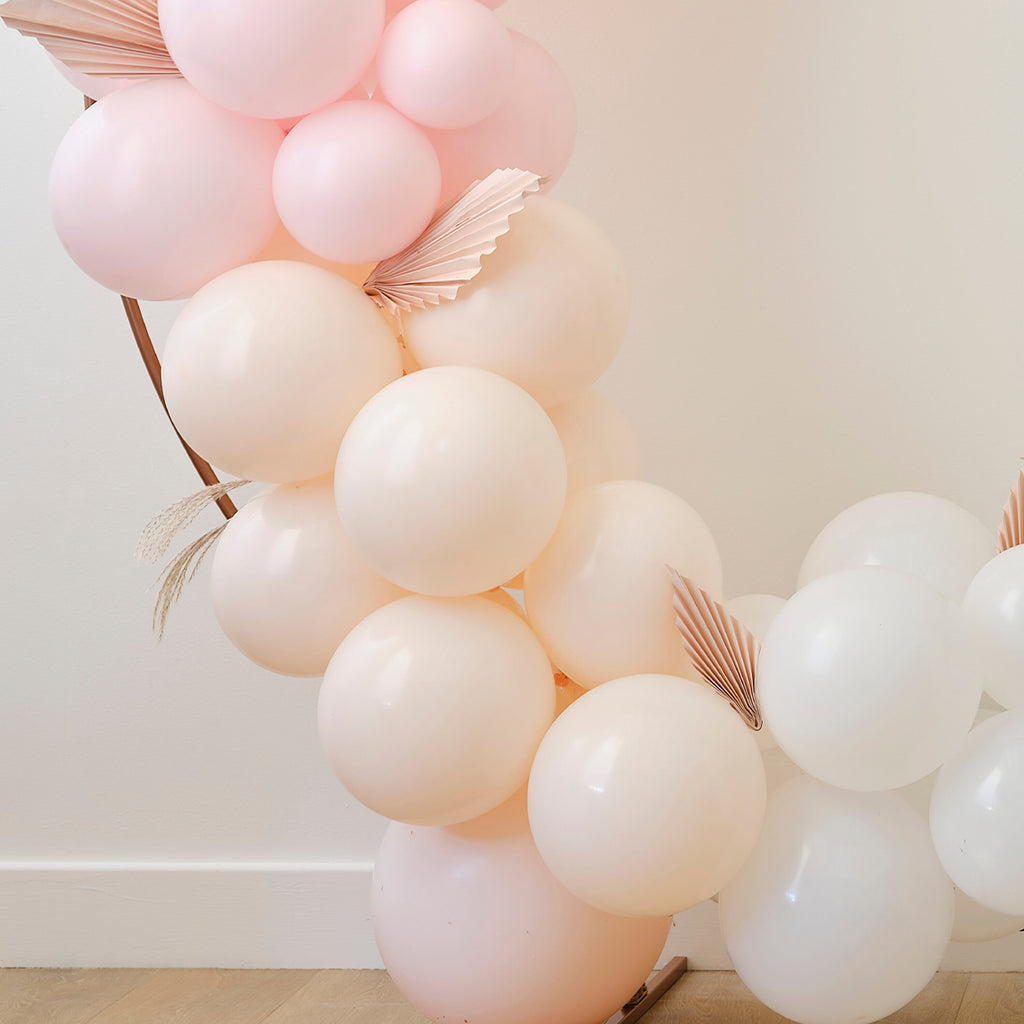 Pampas, White, Peach and Rose Gold Balloon Arch Kit- 5 Inner Pack
