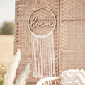 Mural à suspendre en macramé Wooden Love - Lot de 5 cercles intérieurs