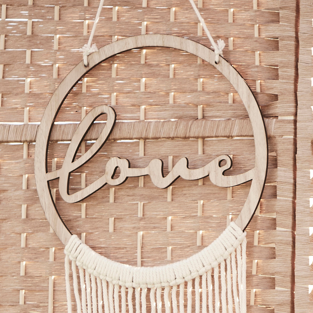 Wooden Love Macrame Wall Hanging Hoop