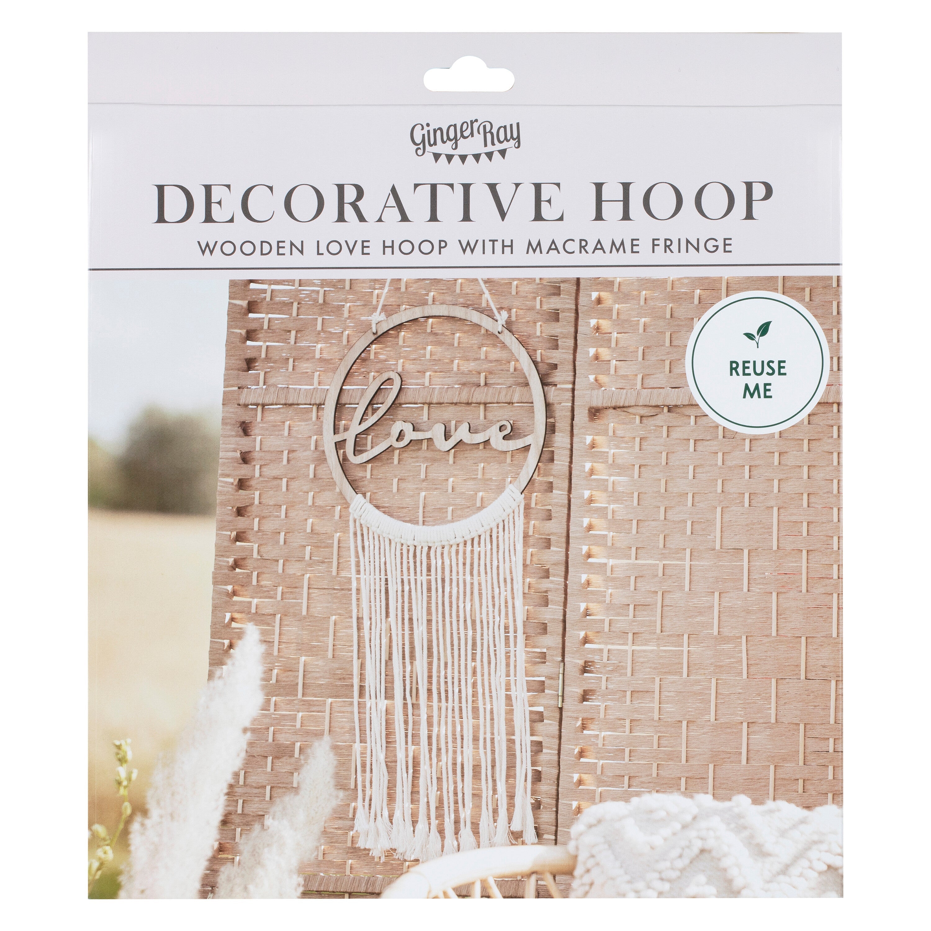 Wooden Love Macrame Wall Hanging Hoop