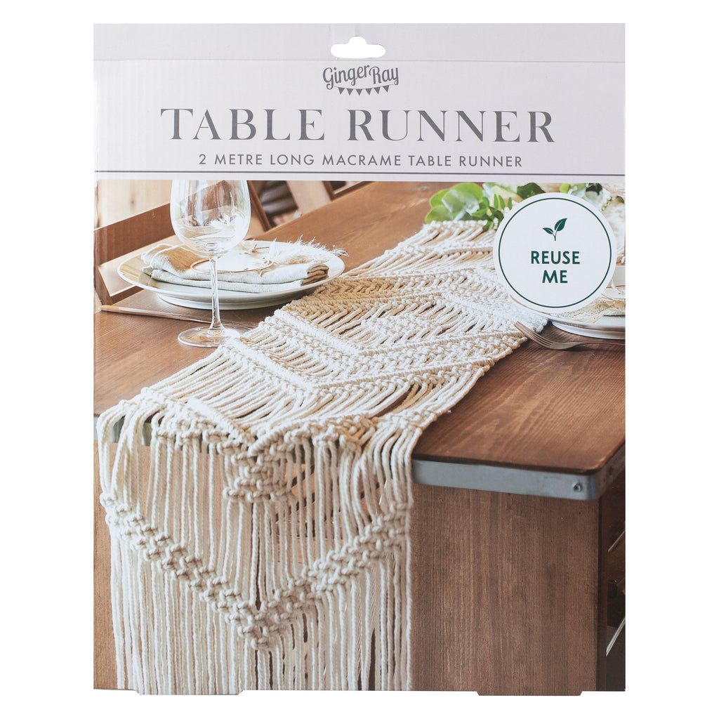 White Macrame Table Runner- 5 Inner Pack
