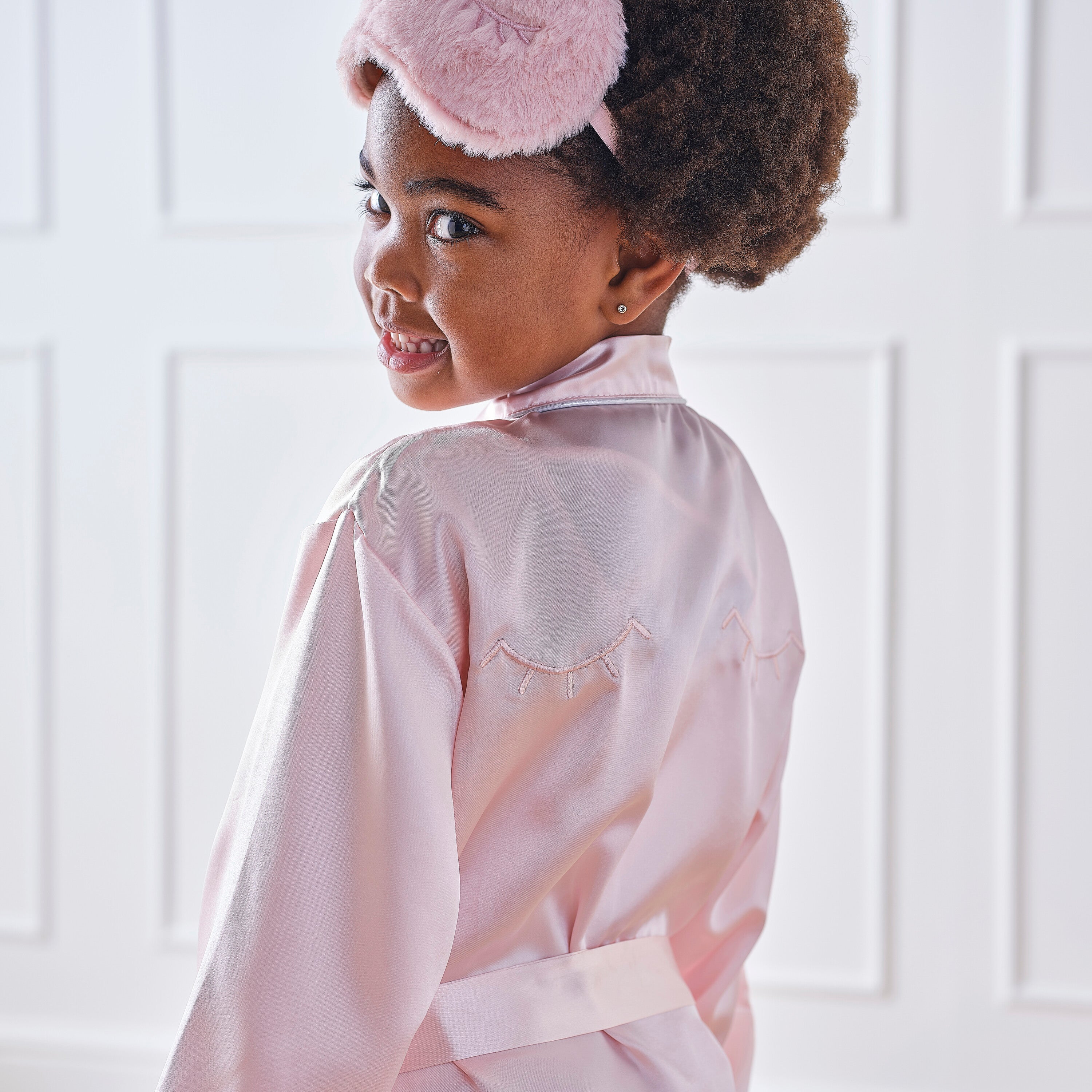 Pink Satin Embroidered Dressing Gown