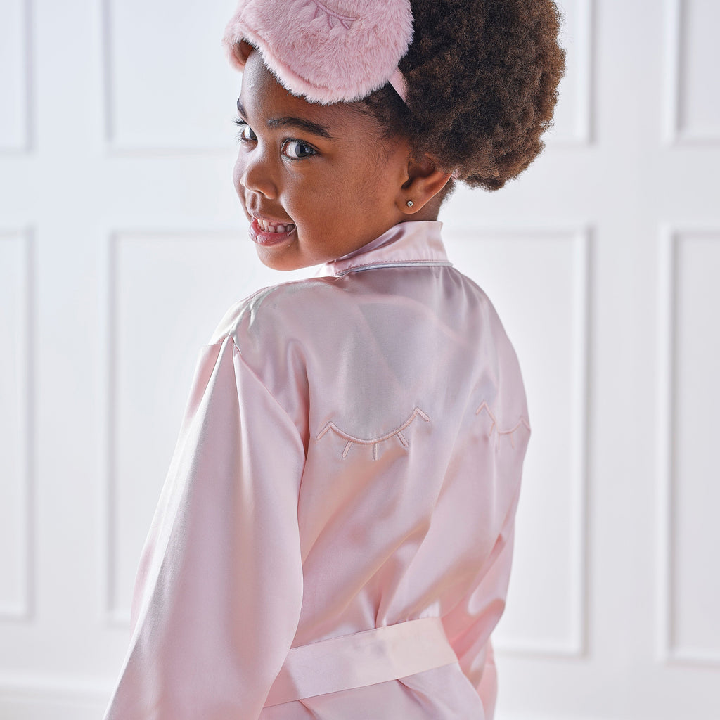 Pink Satin Embroidered Dressing Gown- 5 Inner Pack