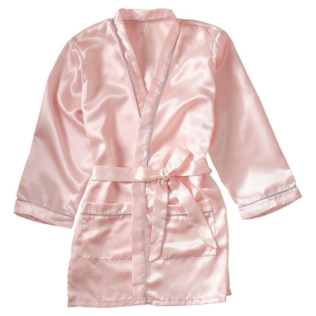 Pink Satin Embroidered Dressing Gown- 5 Inner Pack