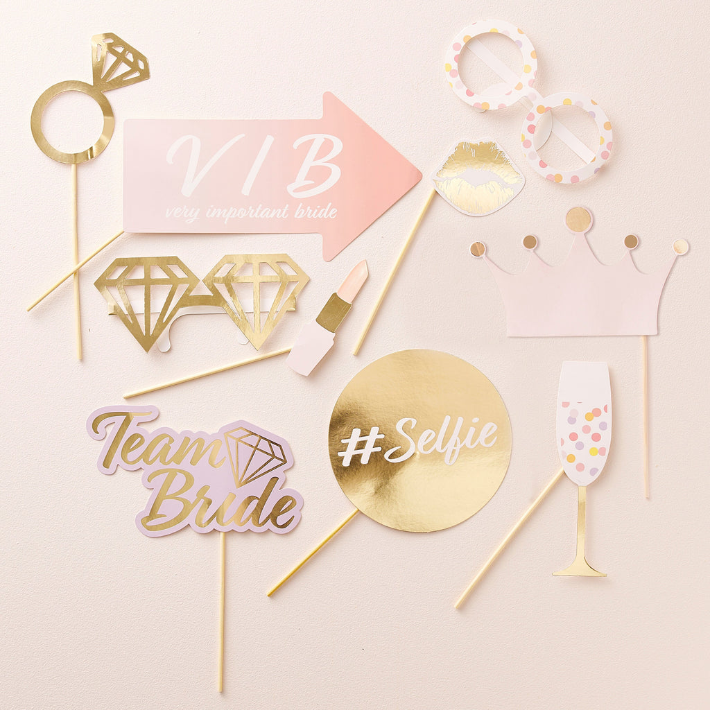 Gold Hen Party Photobooth Props- 5 Inner Pack