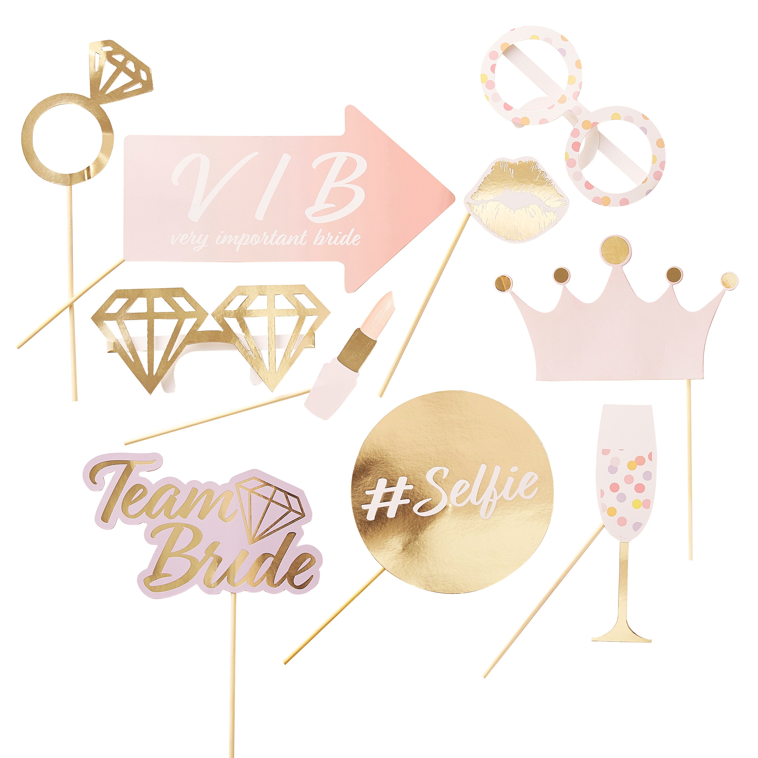 Gold Hen Party Photobooth Props- 5 Inner Pack