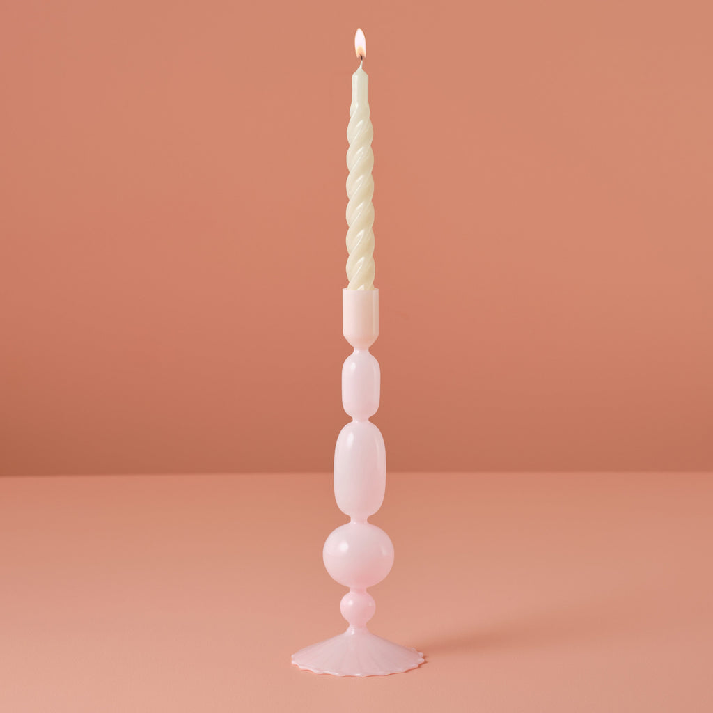 Pink Glass Bubble Dinner Candle Holder- 1 Inner Pack