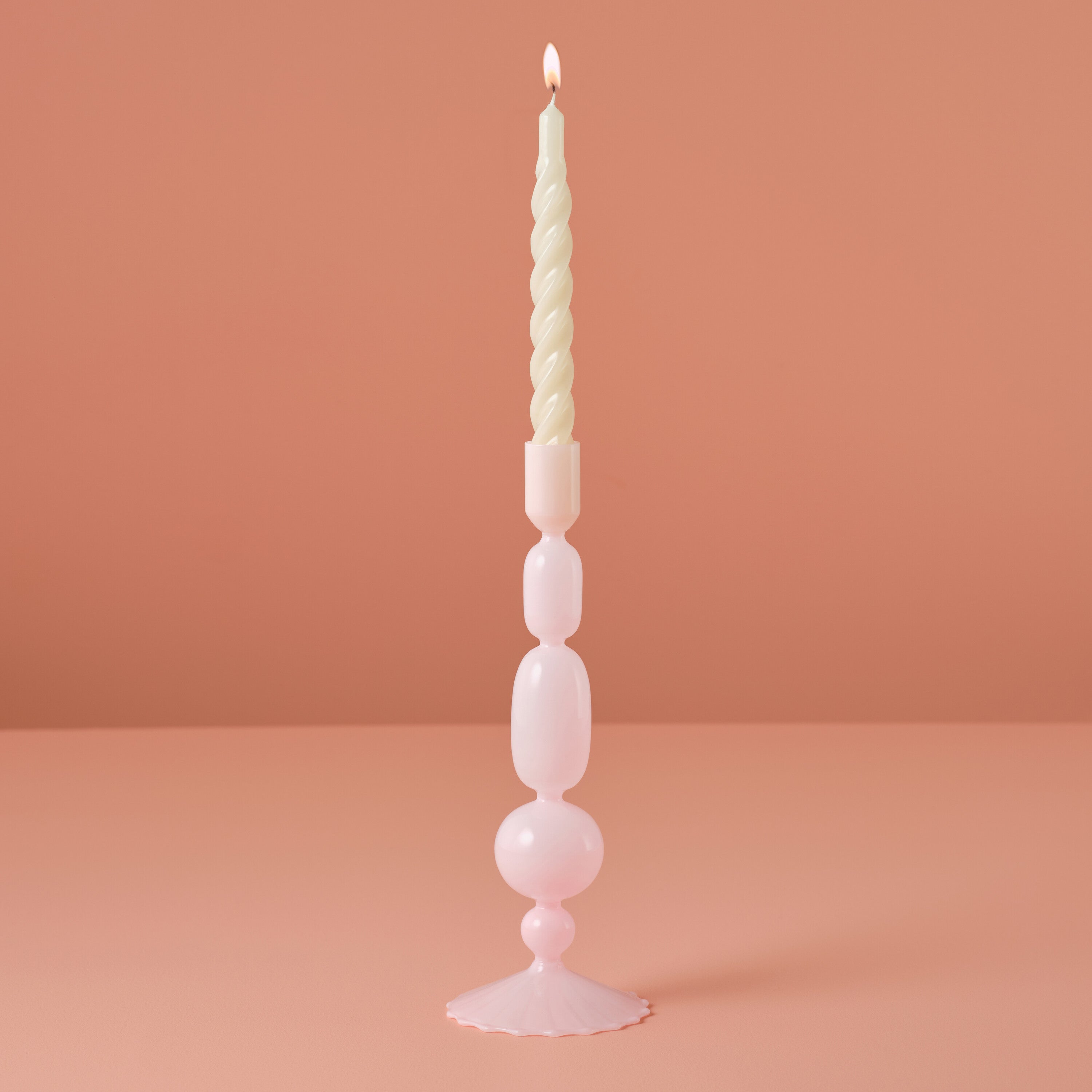 Pink Glass Bubble Dinner Candle Holder- 1 Inner Pack
