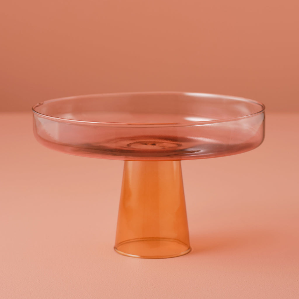 Pink and Orange Glass Cake Stand