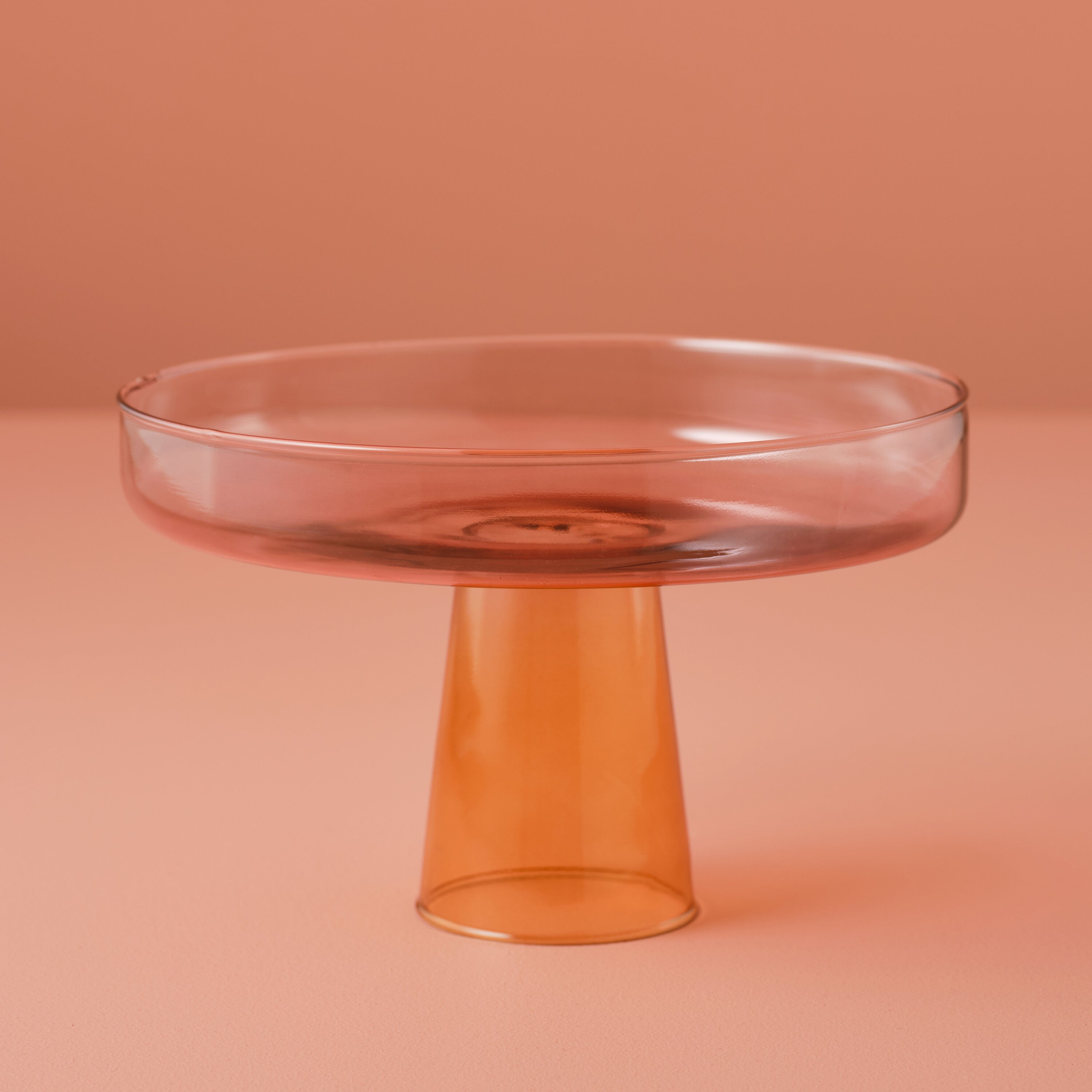 Pink and Orange Glass Cake Stand
