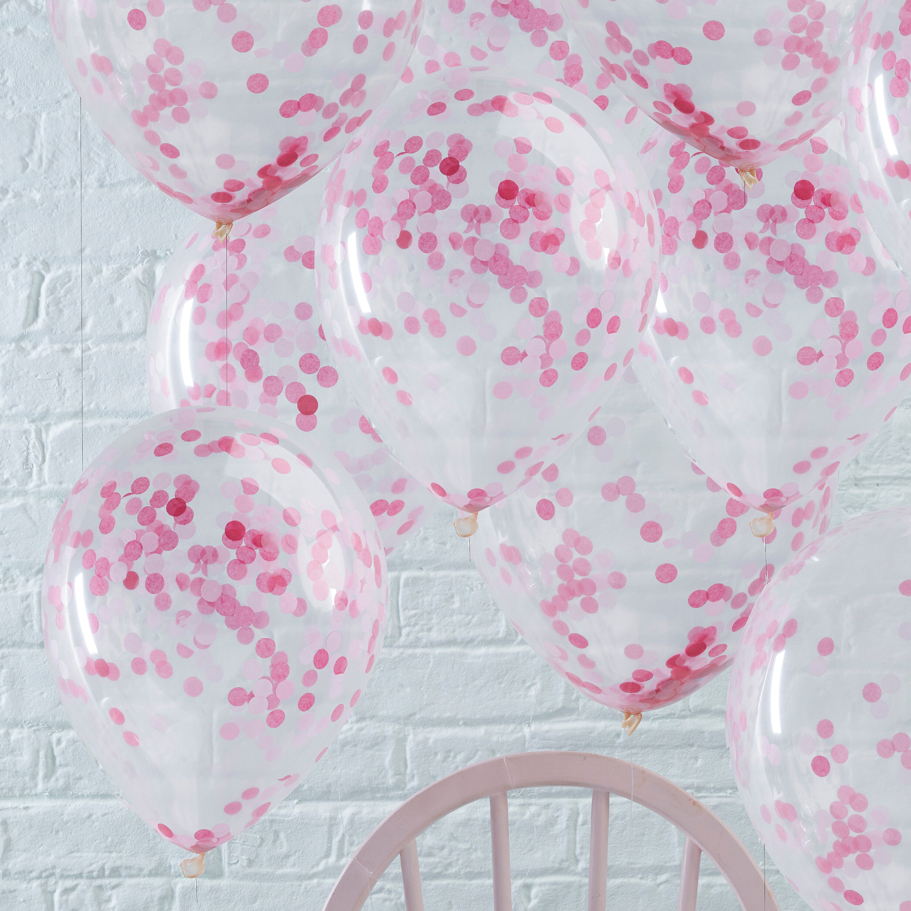 Pink Confetti Balloons- 5 Inner Pack