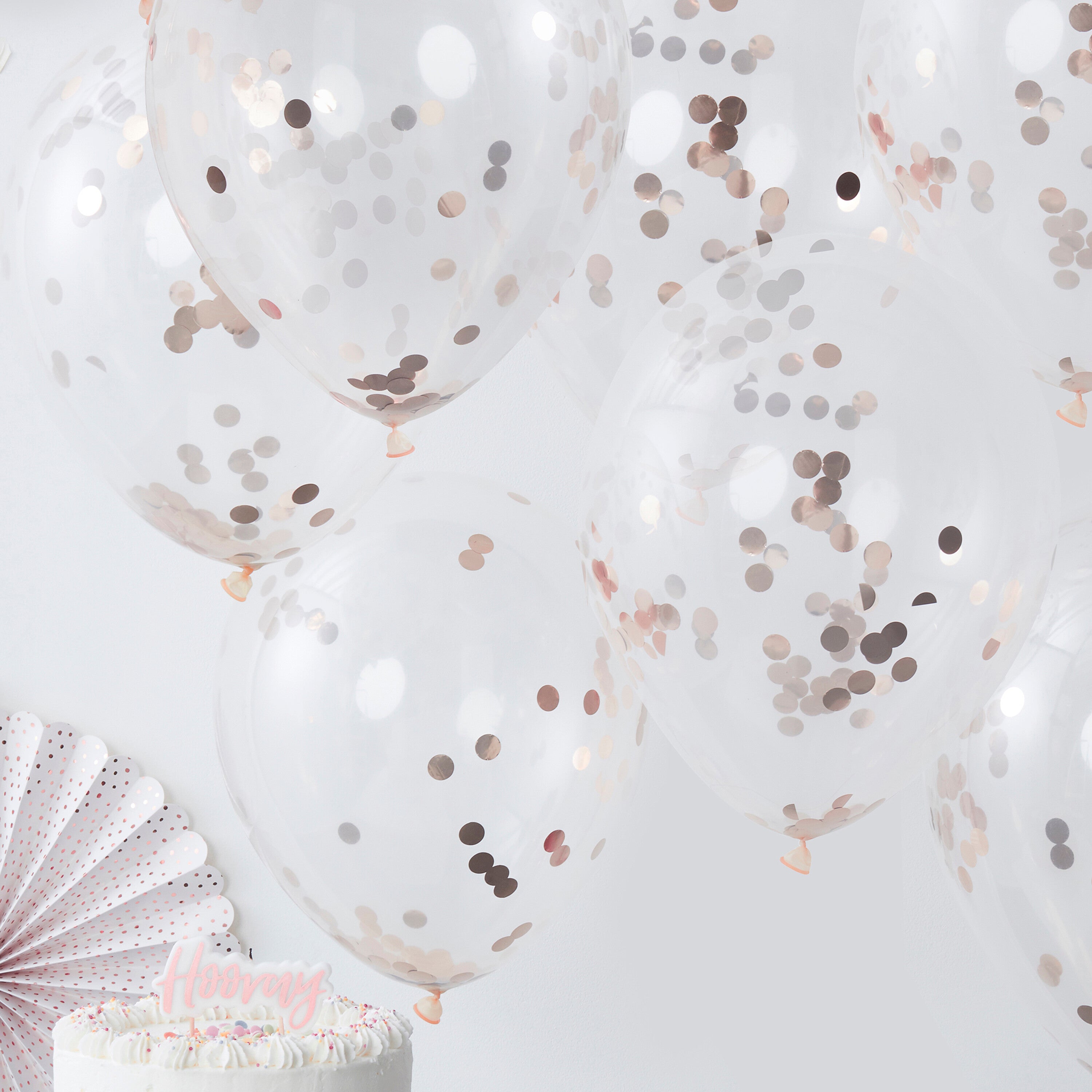 Rose Gold Confetti Balloons- 5 Inner Pack