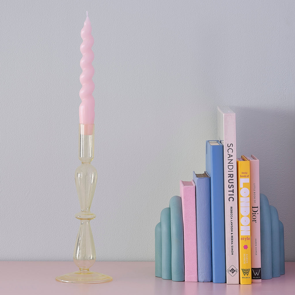 Yellow Glass Bubble Dinner Candle Holder- 5 Inner Pack