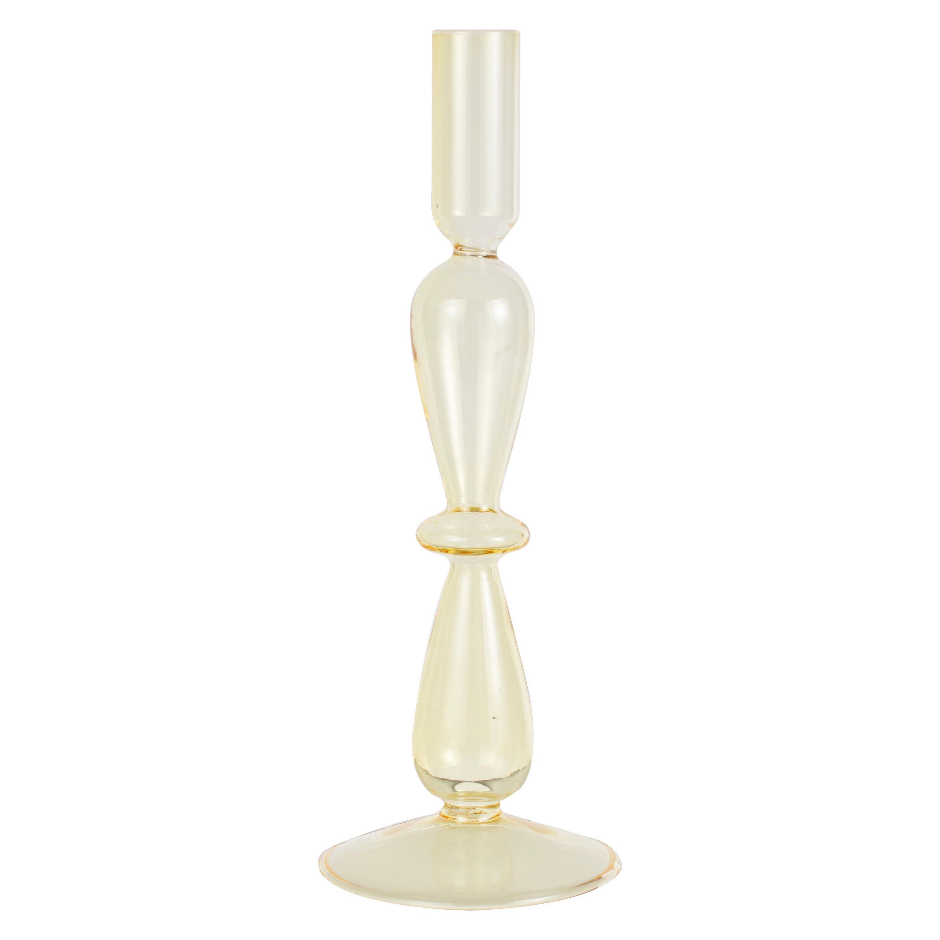 Yellow Glass Bubble Dinner Candle Holder