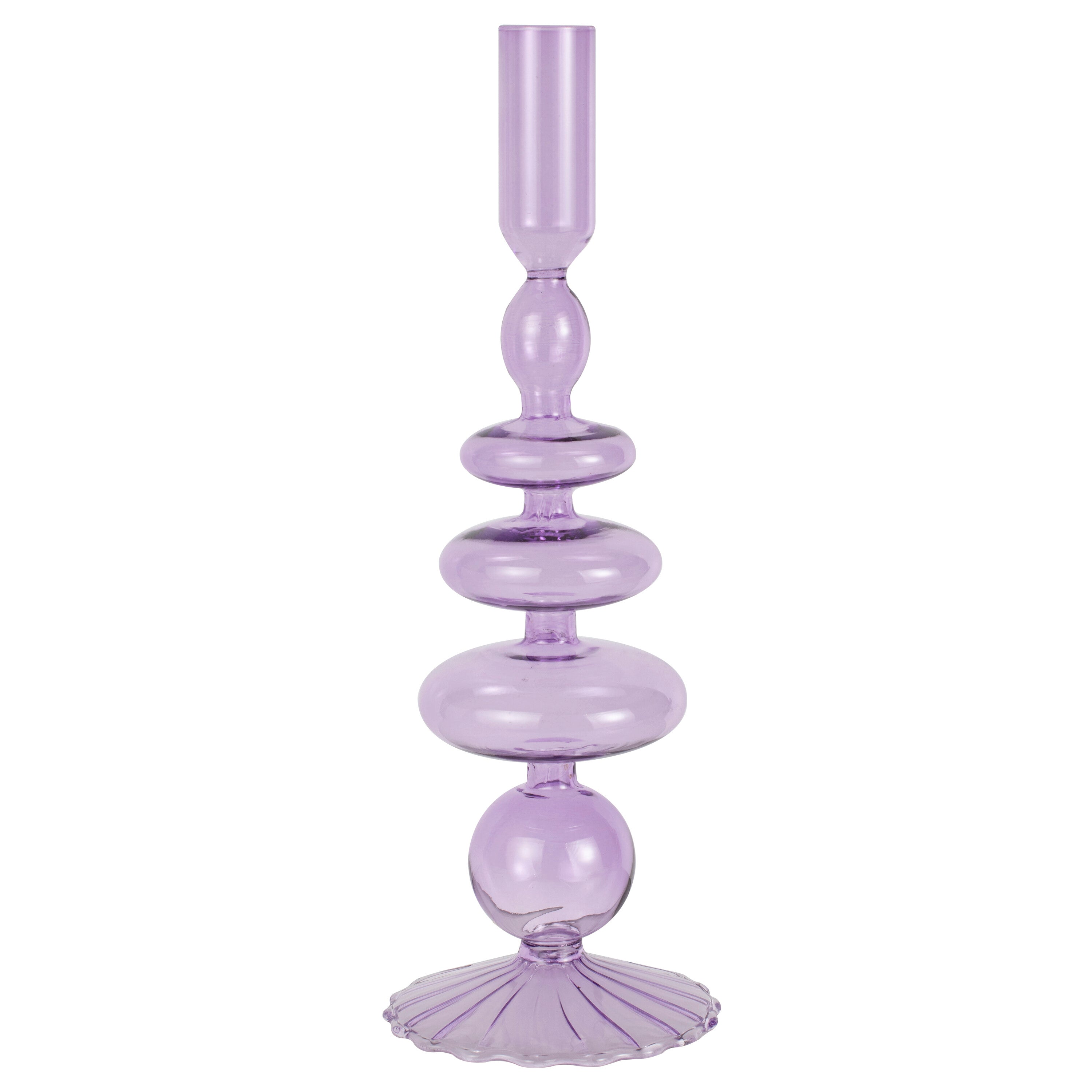 Lilac Glass Bubble Dinner Candle Holder- 5 Inner Pack