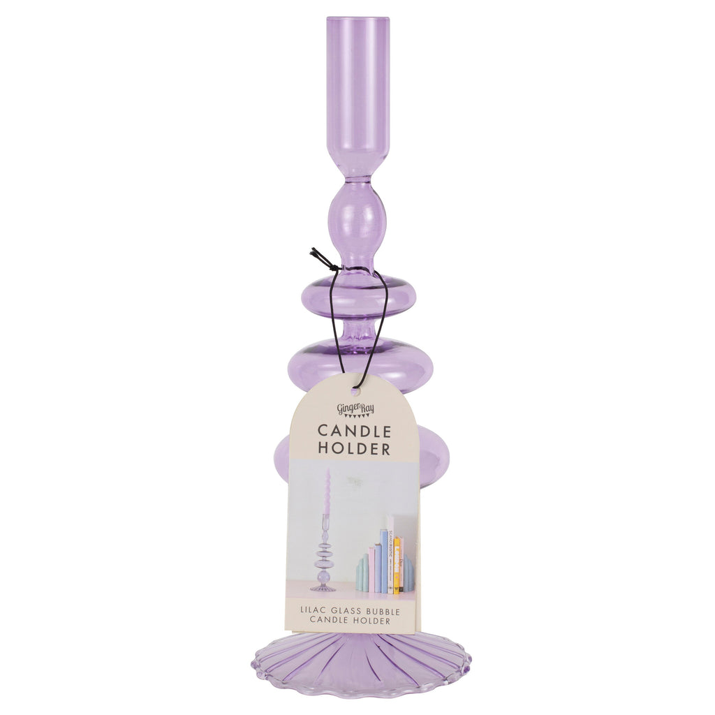 Lilac Glass Bubble Dinner Candle Holder- 5 Inner Pack