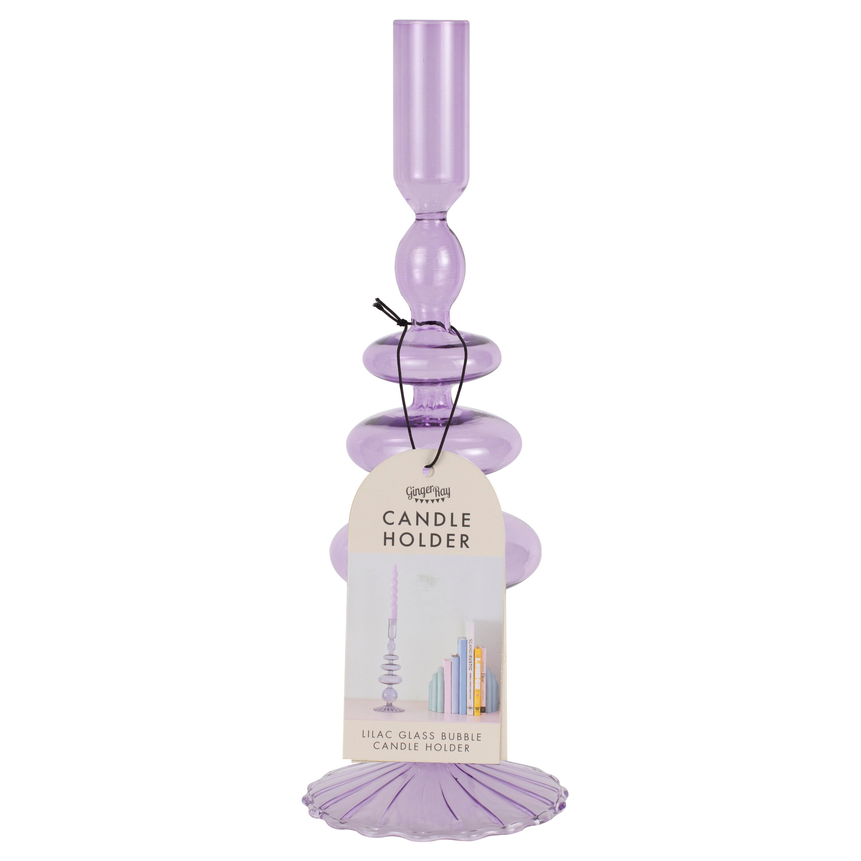 Lilac Glass Bubble Dinner Candle Holder- 5 Inner Pack
