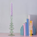 Green Glass Bubble Dinner Candle Holder