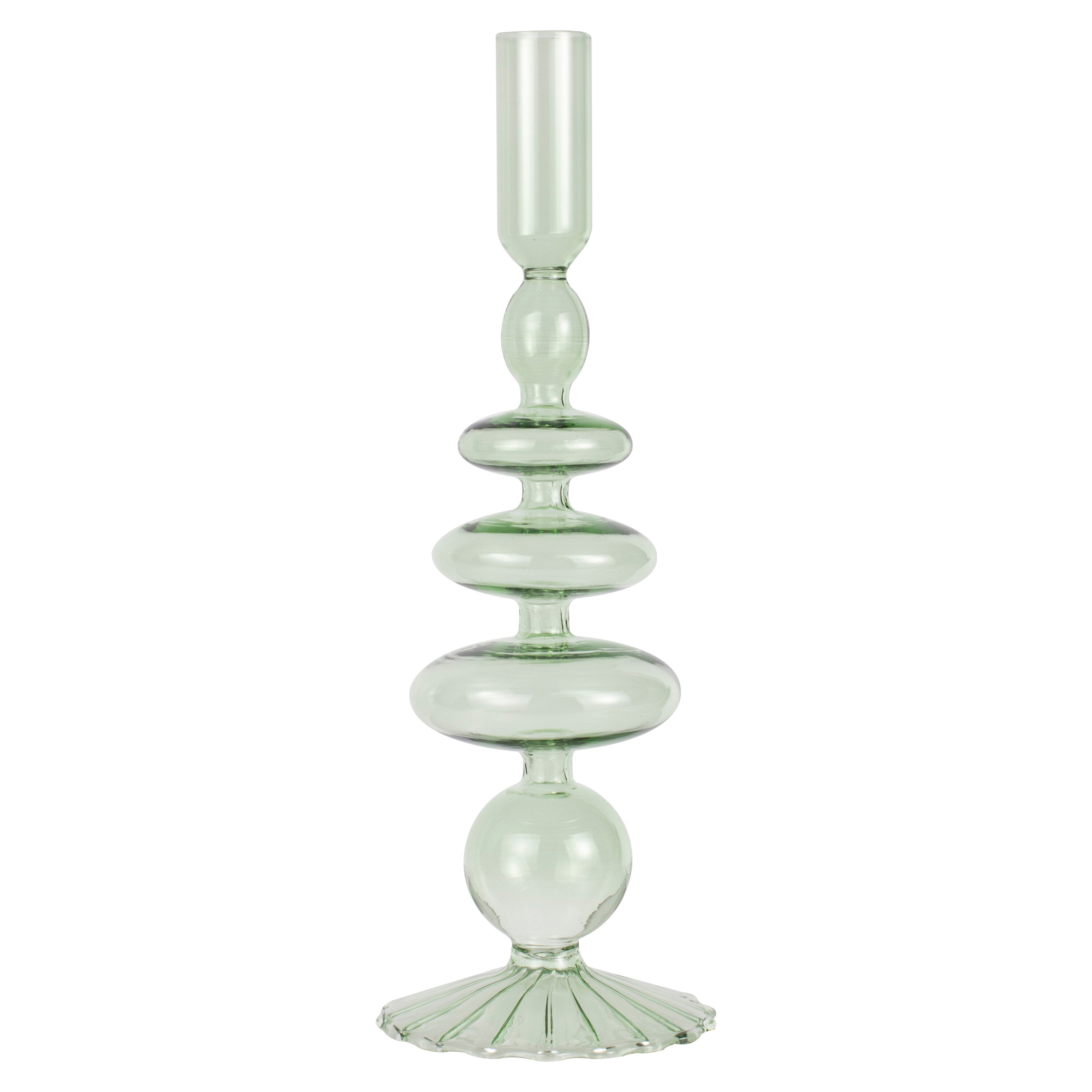 Green Glass Bubble Dinner Candle Holder- 5 Inner Pack