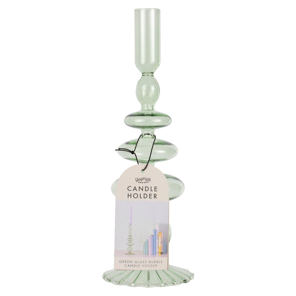 Green Glass Bubble Dinner Candle Holder- 5 Inner Pack