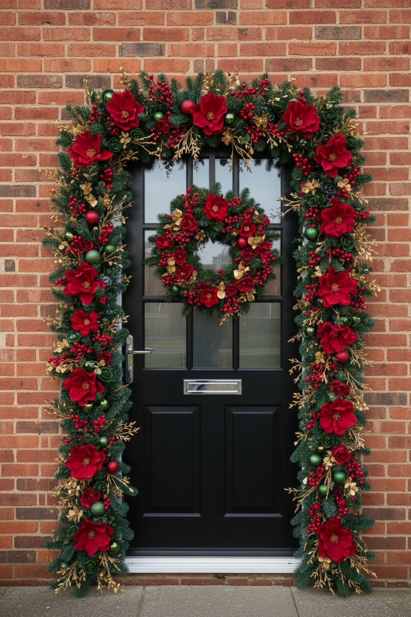 Red, Gold & Green Christmas Door Garland