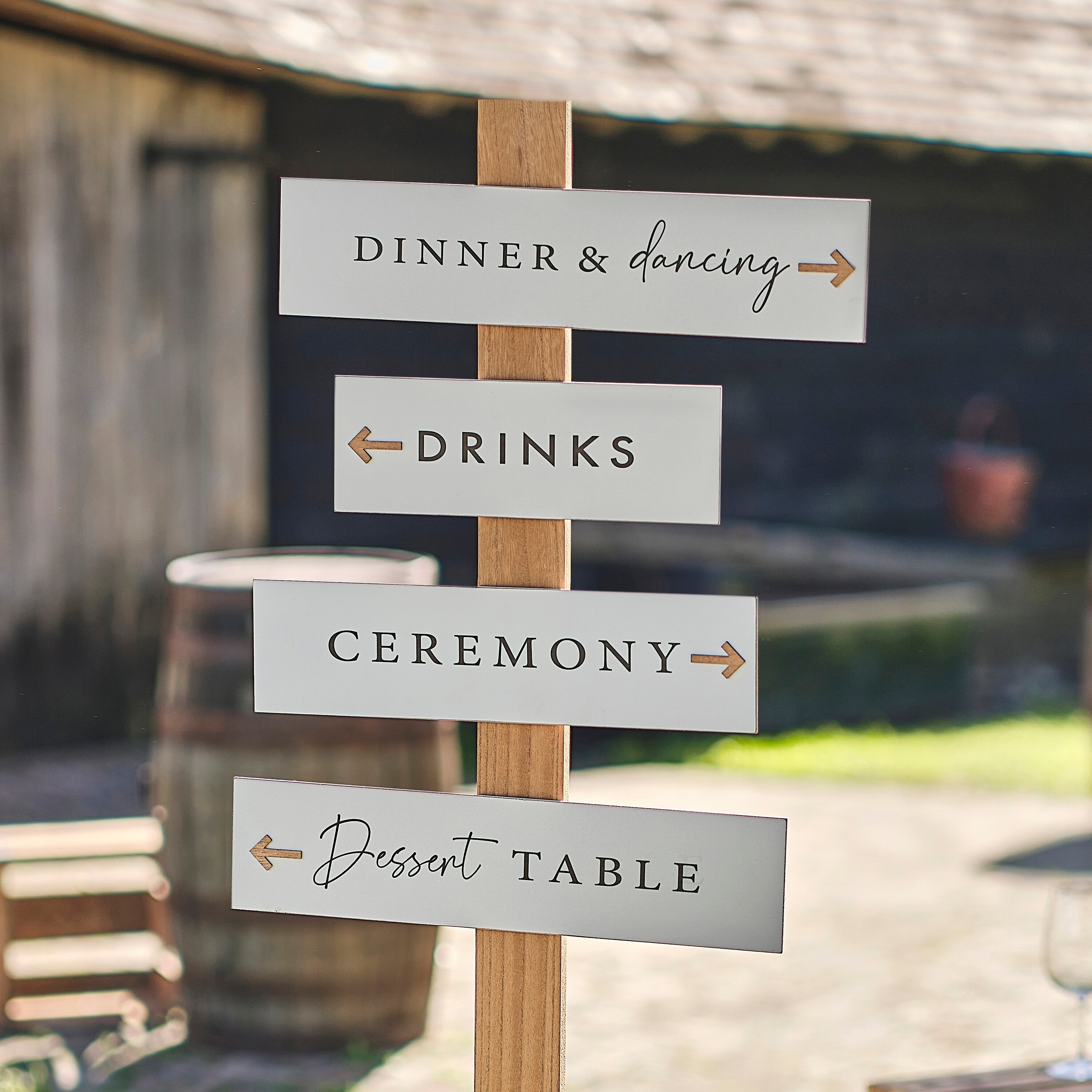 Customisable Wooden Wedding Signpost & Signs- 1 Inner Pack