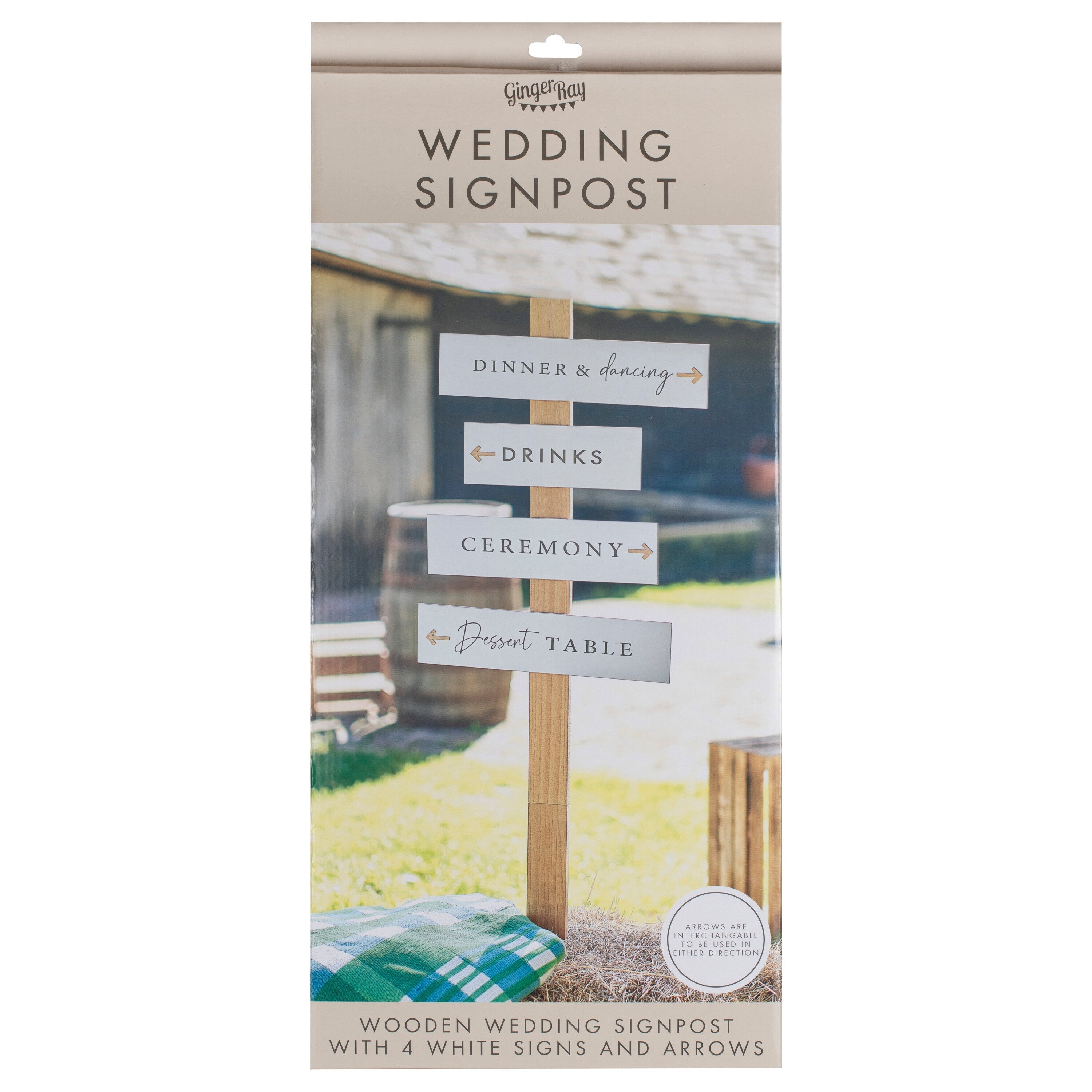 Customisable Wooden Wedding Signpost & Signs- 1 Inner Pack