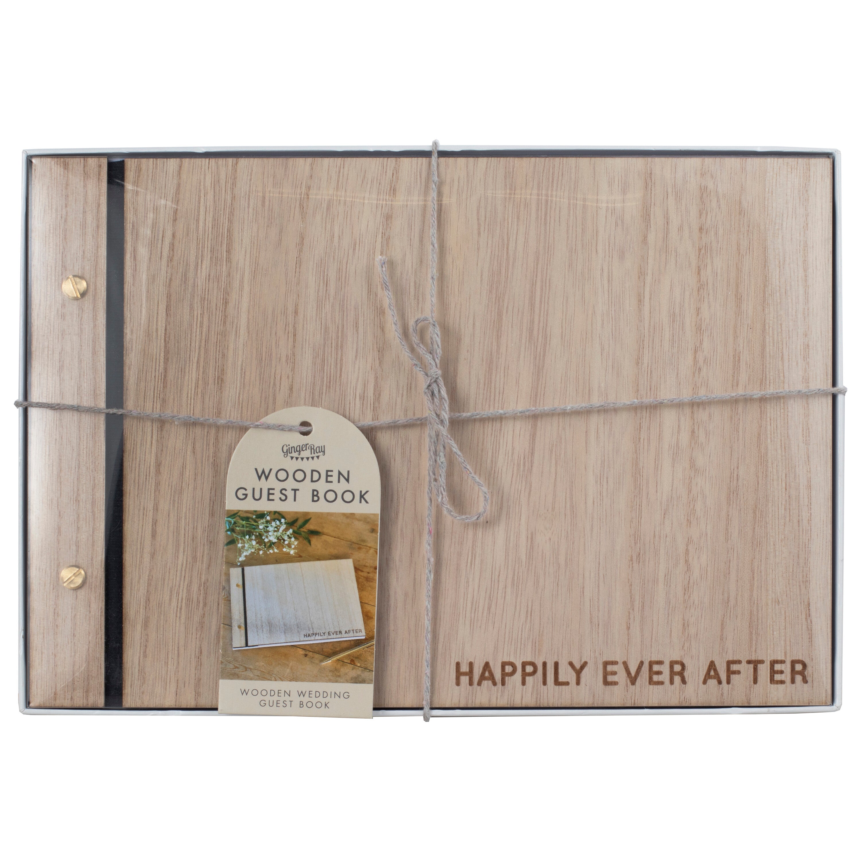 Wooden Happily Ever After Wedding Guest Book