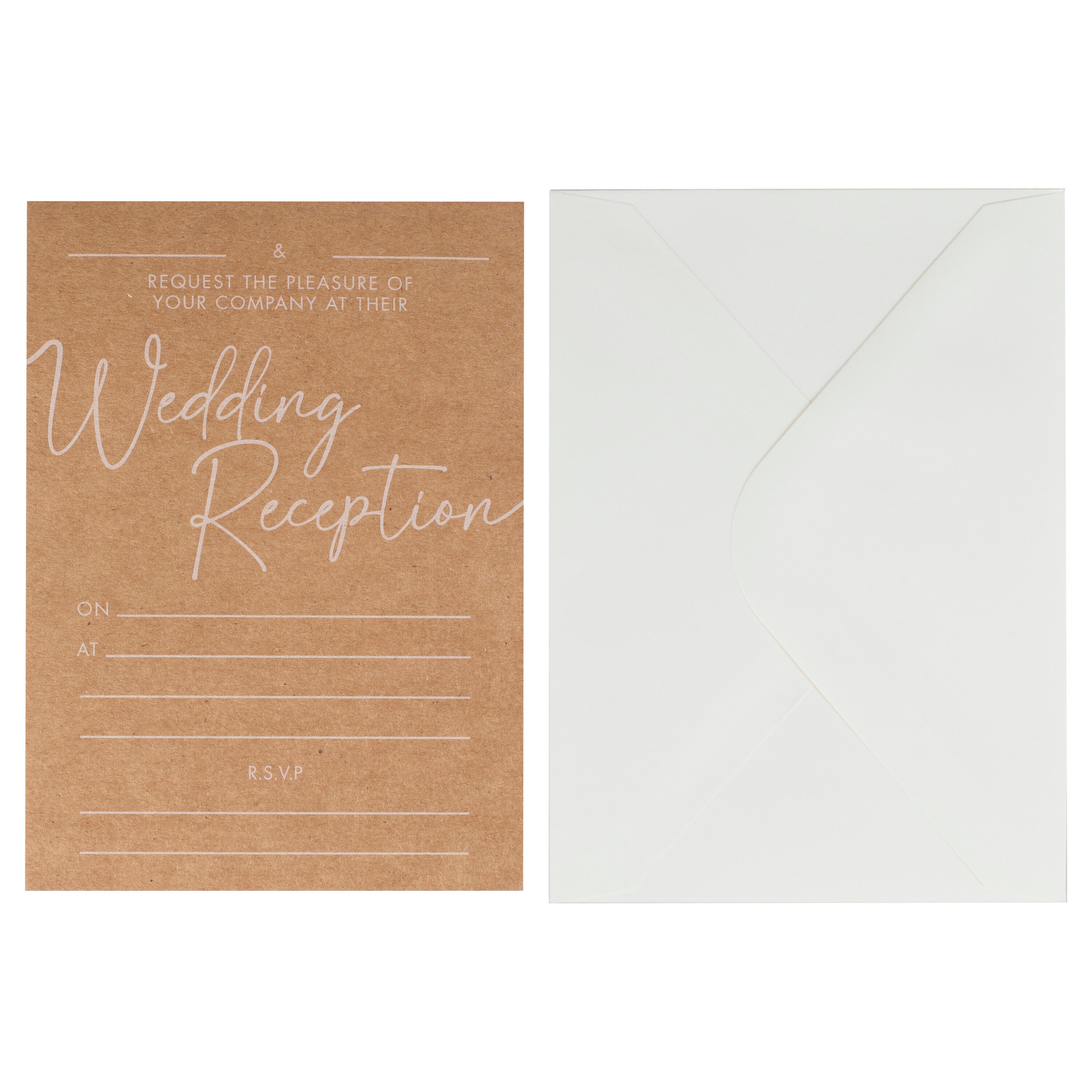 Kraft Evening Wedding Reception Invitations- 10 Inner Pack