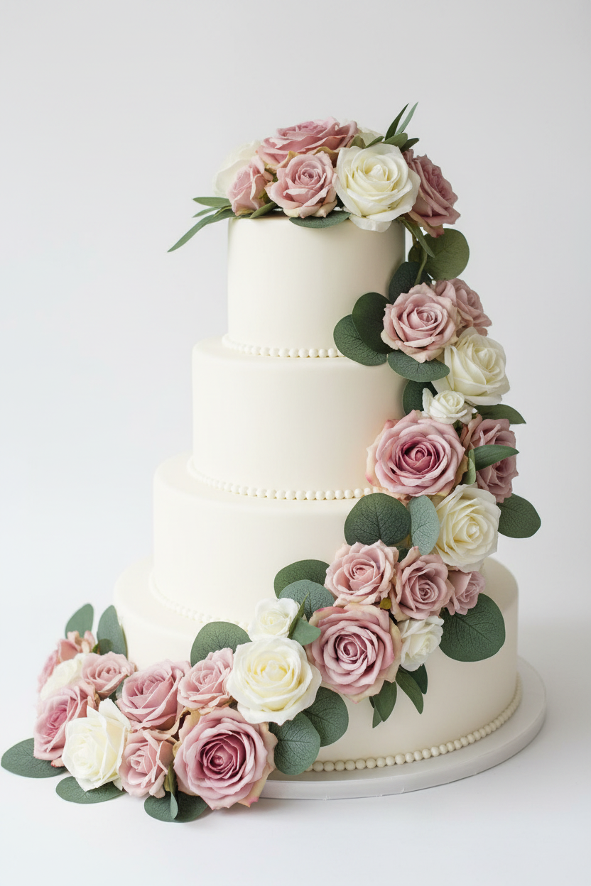 Rose Garland Wedding Cake