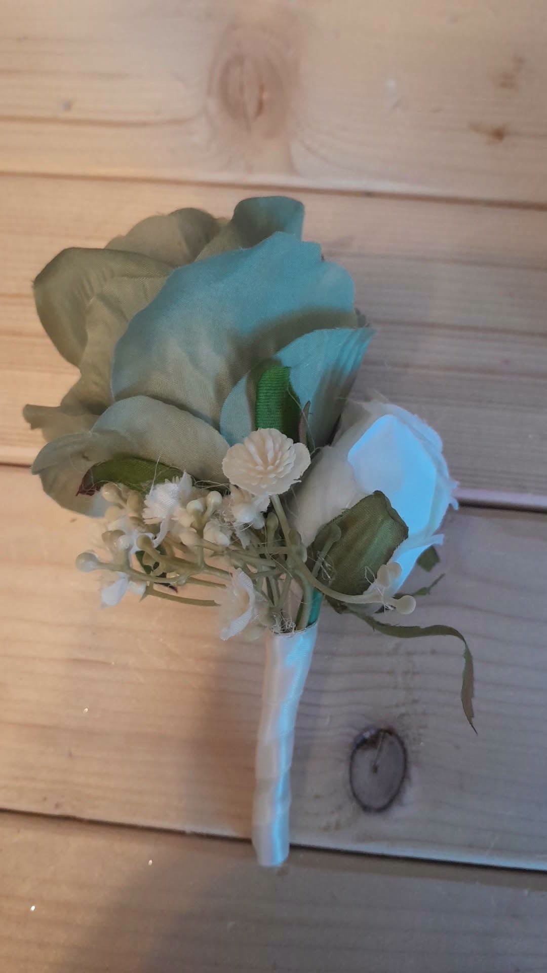REVERIE double bridesmaid posies with sage and pink roses