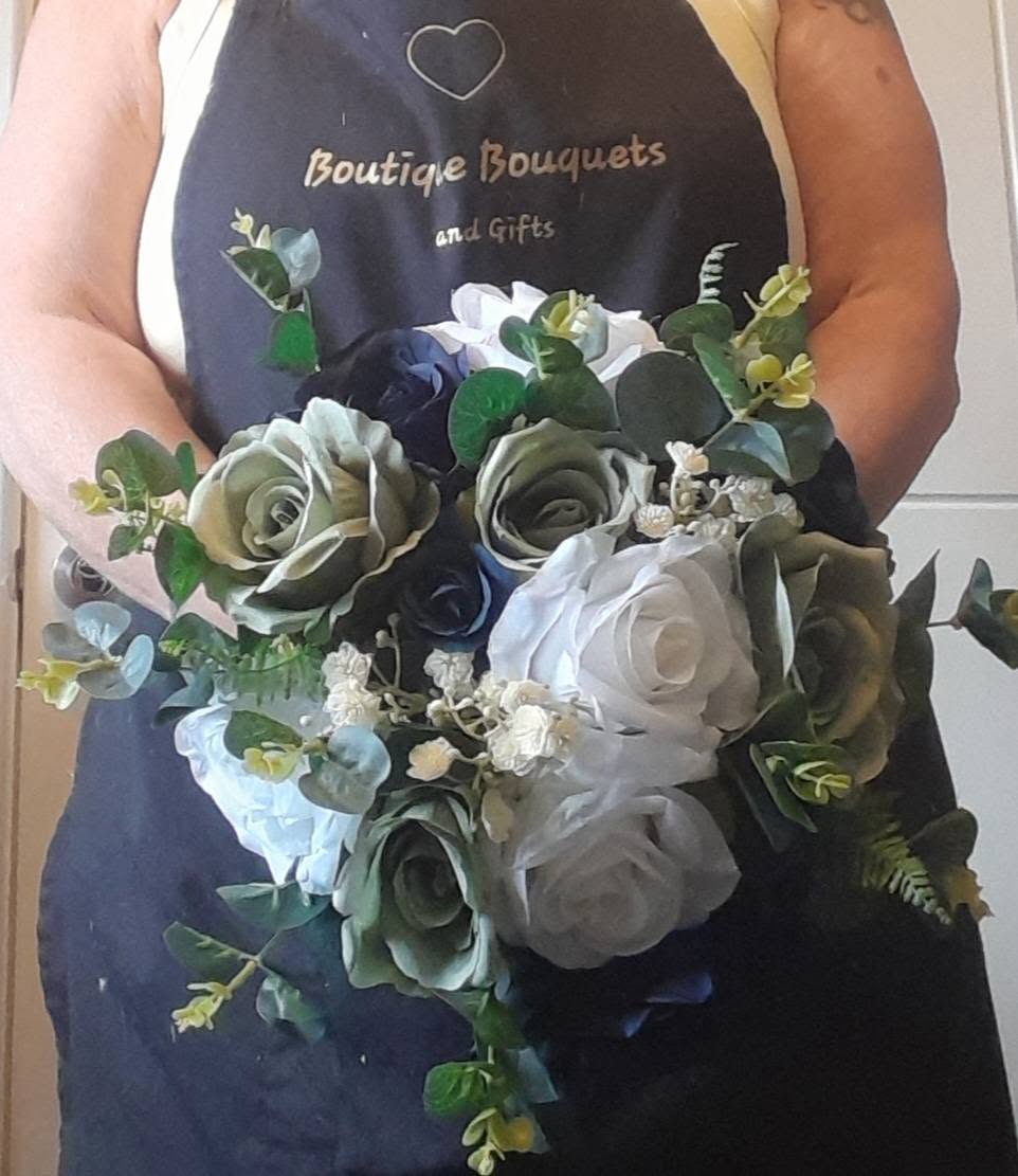 Meave navy and sage artificial bridal bouquet