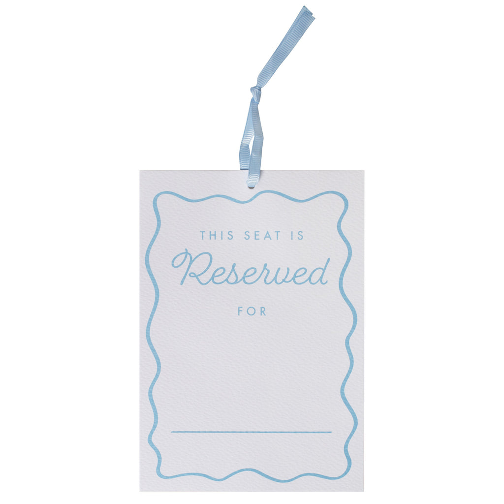 Cream and Blue Customisable Reserved Chair Wedding Signs