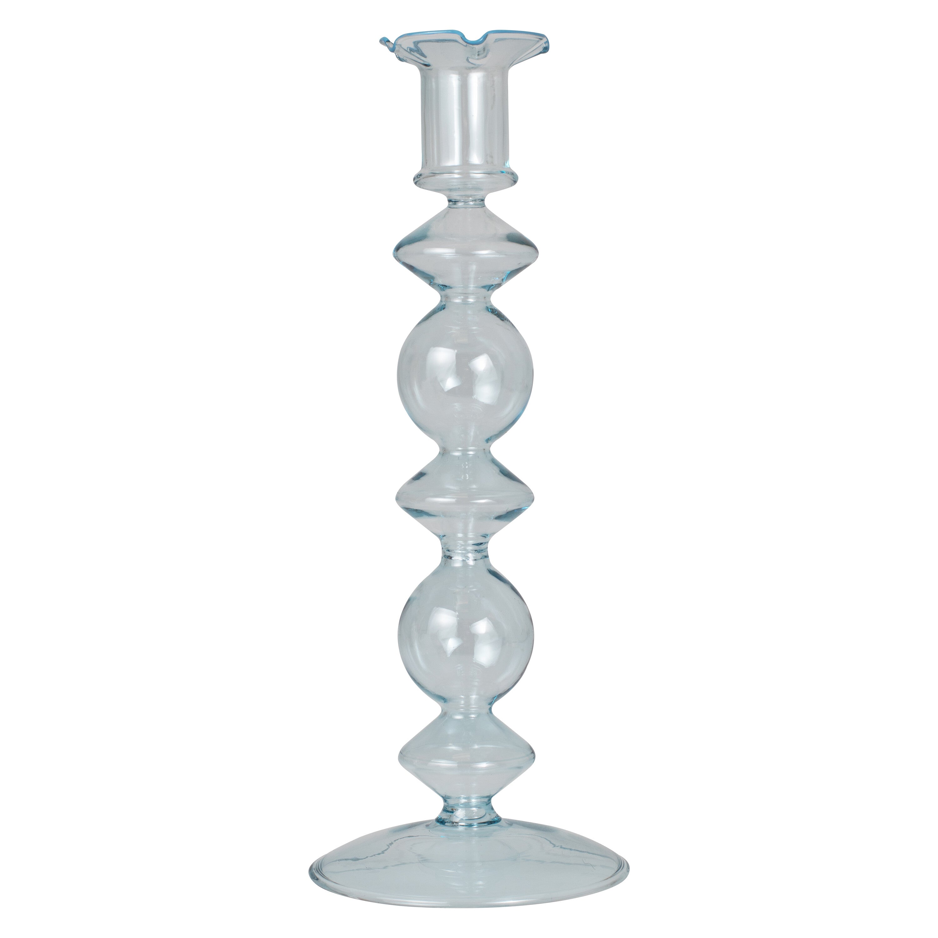 Large Blue Glass Bubble Dinner Candle Holder