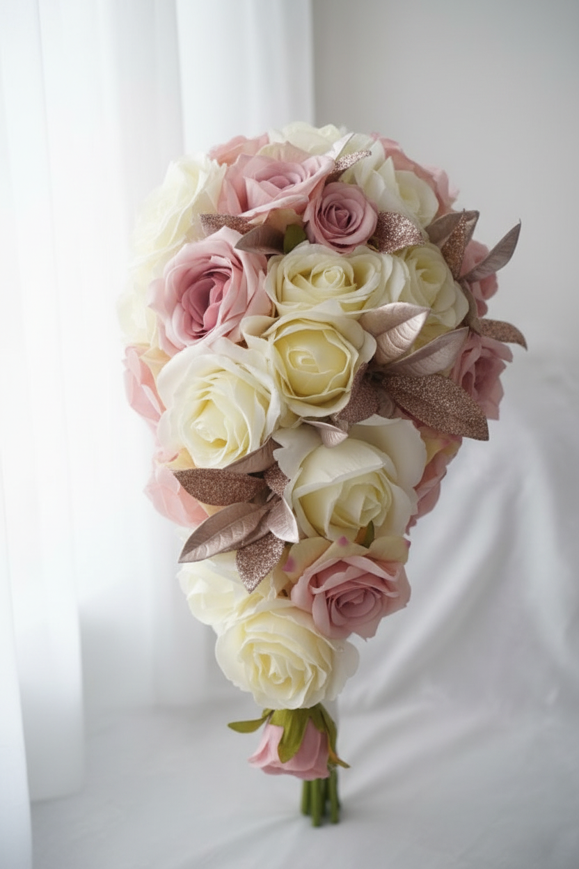 Stacey Rose Gold Cascading Bouquet