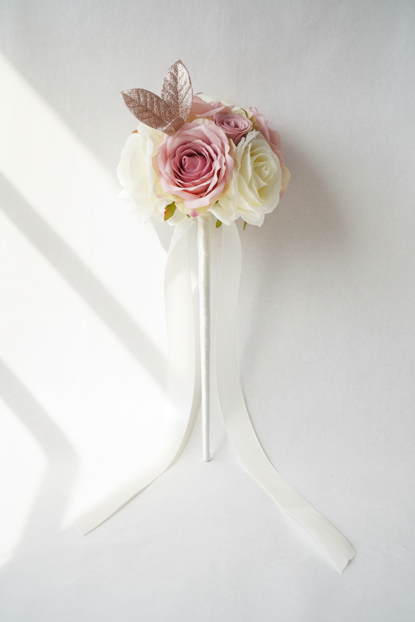 Stacey Rose Gold Flower Girl Wand