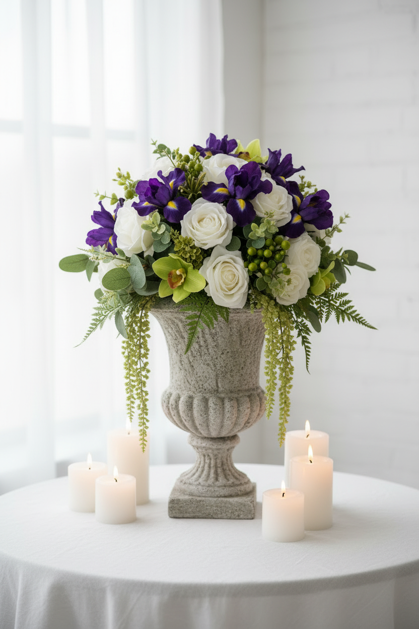 Suffragette Urn Centrepiece with Amaranthus