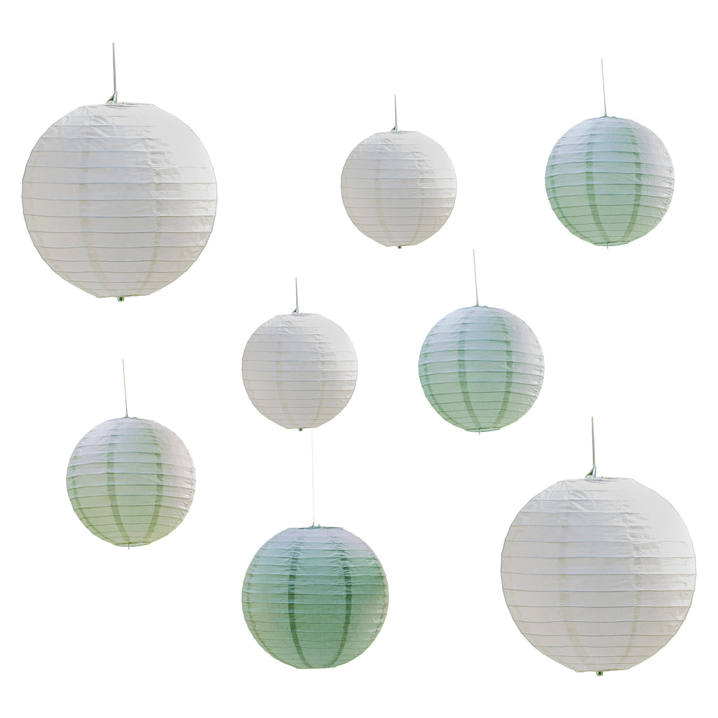 Sage & Cream Paper Lantern Hanging Decorations