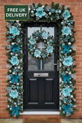 Teal and silver floral set with delivery badge