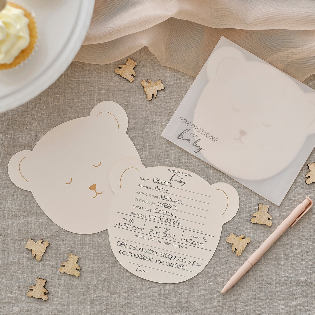 Teddy Bear Baby Shower Prediction Game Cards