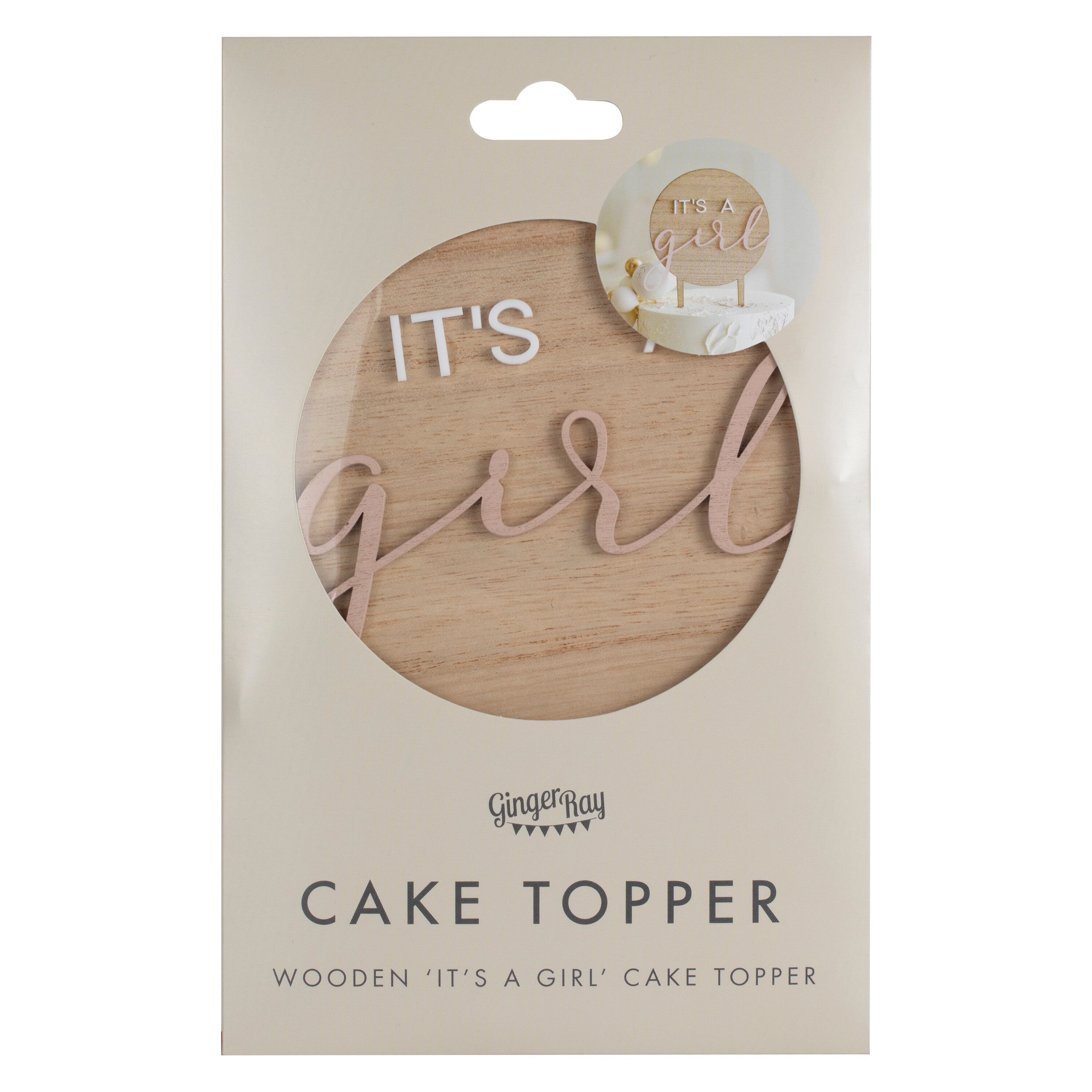 It's a Girl Wooden Baby Shower Cake Topper- 5 Inner Pack