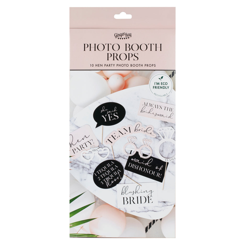 Pink, Black and White Hen Party Photo Booth Props- 5 Inner Pack