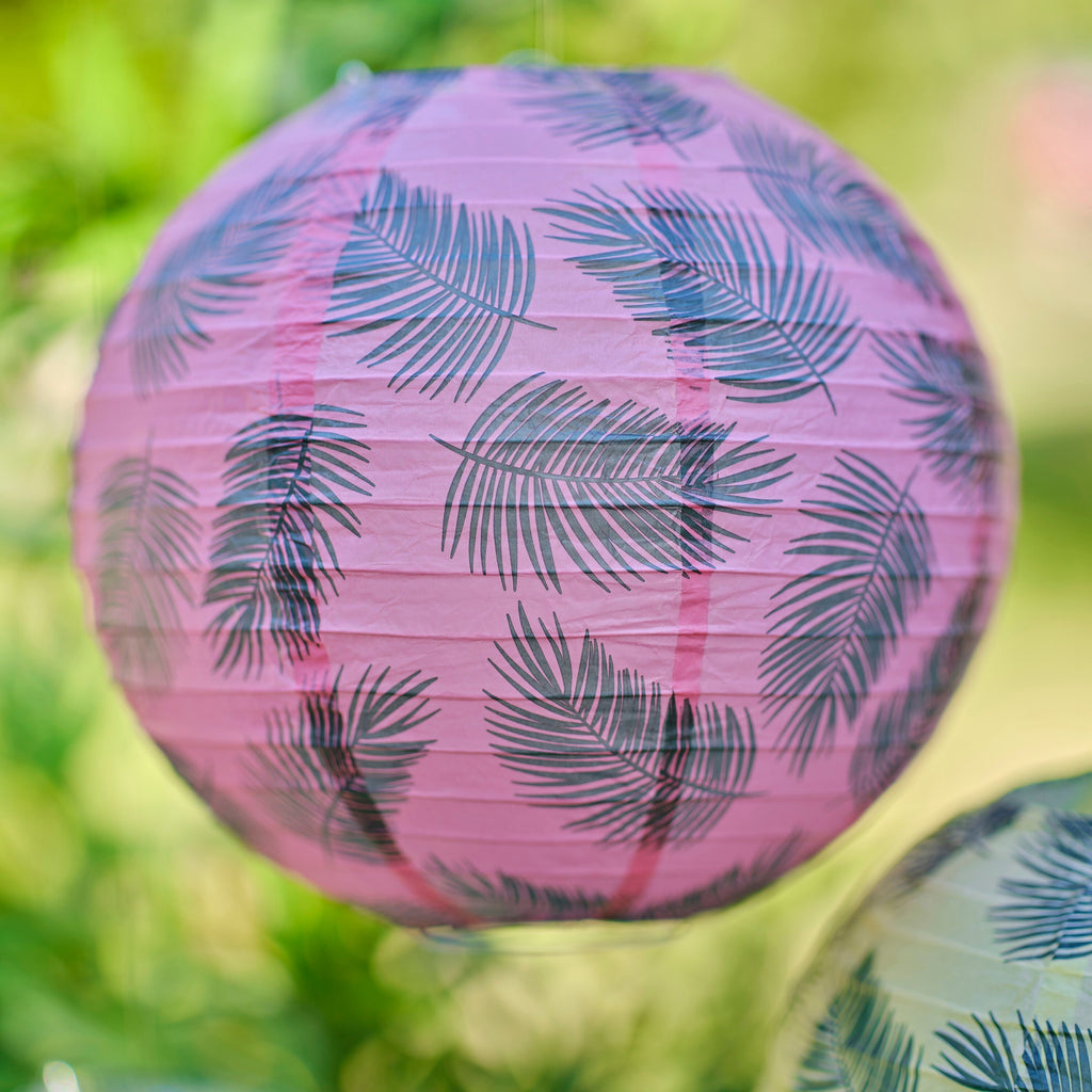 Hawaiian Palm Leaf Printed Hanging Lantern Decorations- 5 Inner Pack