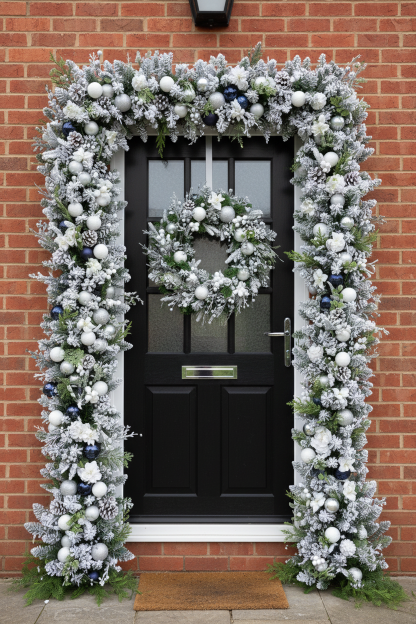White & Green Christmas Door Garland